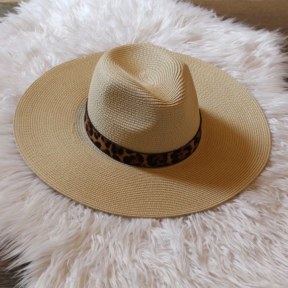 Accessories - Last 1,New Boho Panama Hat with Leopard Print Band